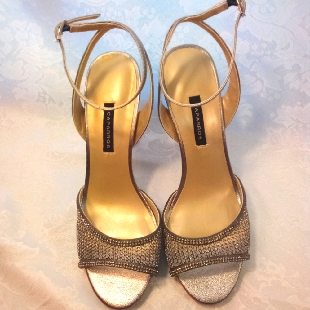 Brand New Silver Sparkly Caparros Sandal Heels Size 7.5 B